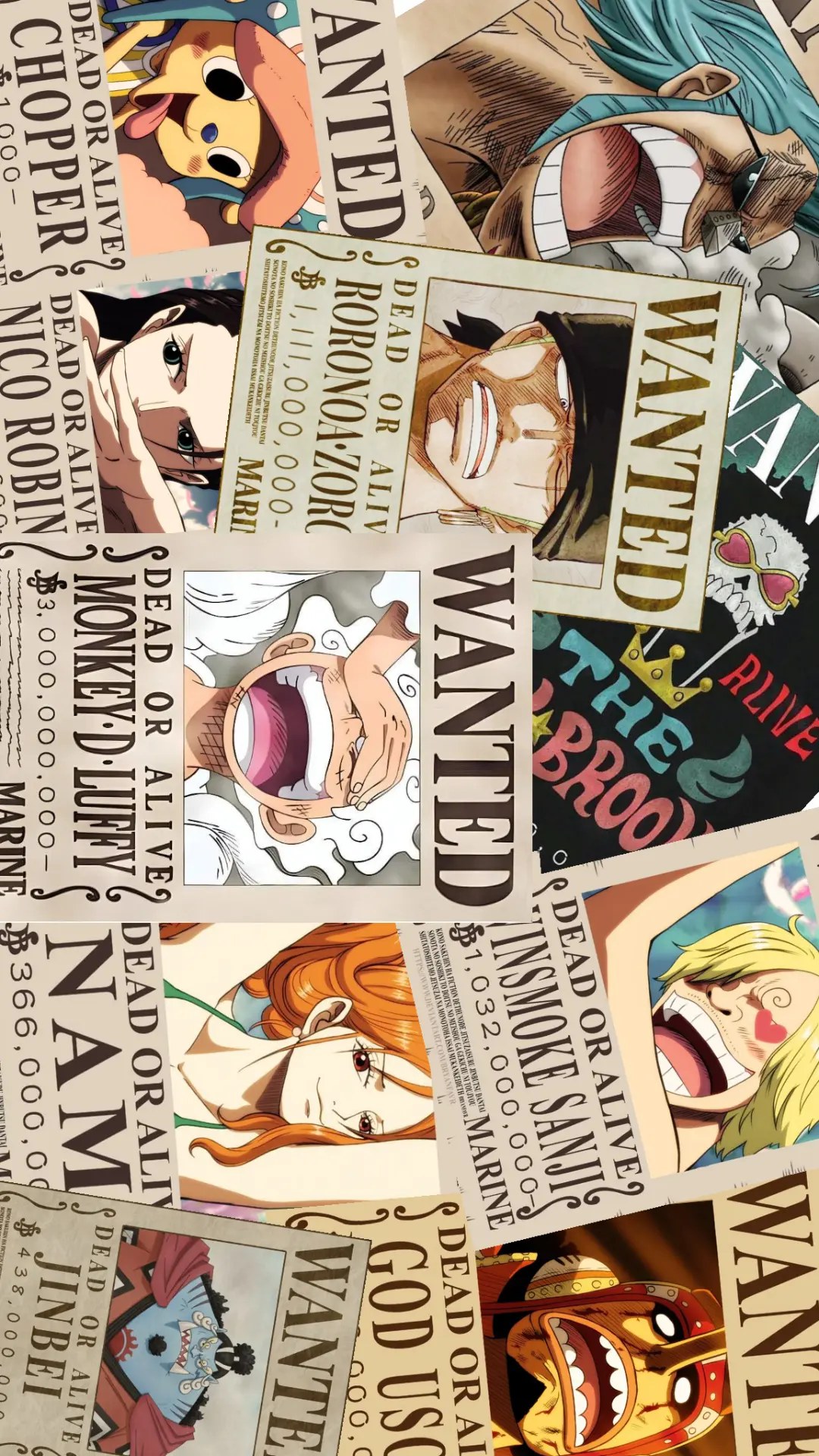 Collage d'affiches de recherche One Piece